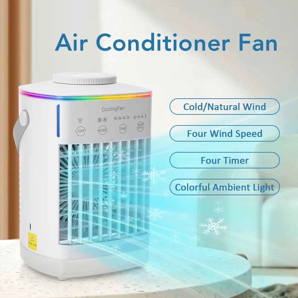 Portable Rechargeable Air Conditioner and Humidifier for Small Spaces - Ideal for Home and Office Use