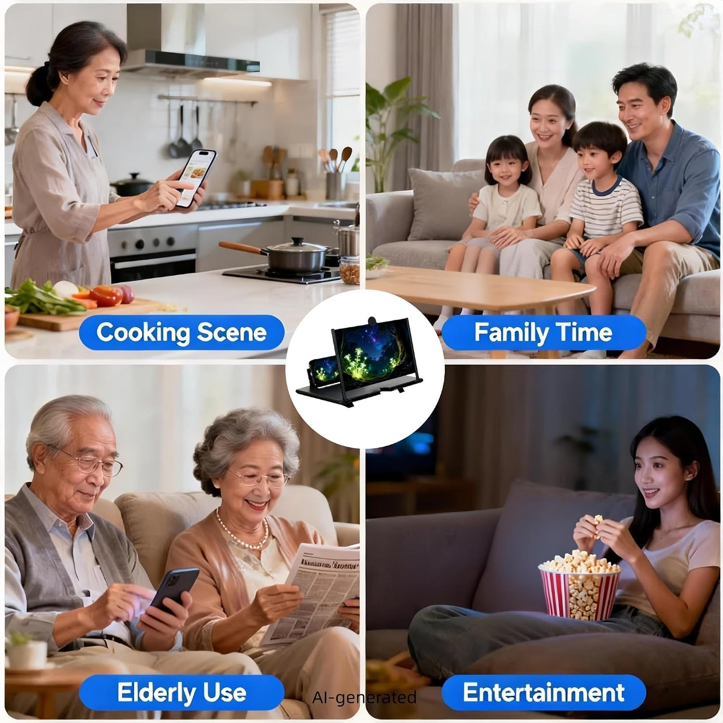 16-Inch Foldable Black Phone Screen Magnifier - Enhance Your Viewing Experience for Movies and Gaming