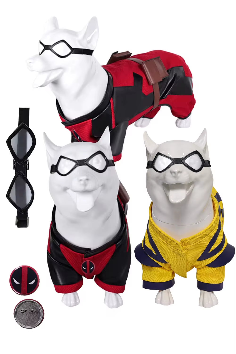 Dog Pool Costume for Halloween - Red Outfit with Goggles for Small and Large Dogs