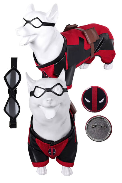 Dog Pool Costume for Halloween - Red Outfit with Goggles for Small and Large Dogs