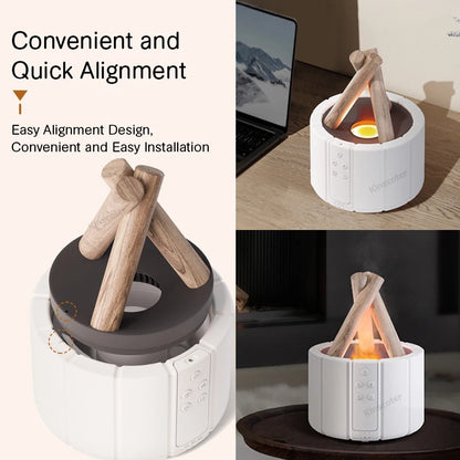 KINSCOTER Ultrasonic Aroma Diffuser with Simulated Flame and LED Lighting - Bonfire-Style Humidifier and Essential Oil Vaporizer