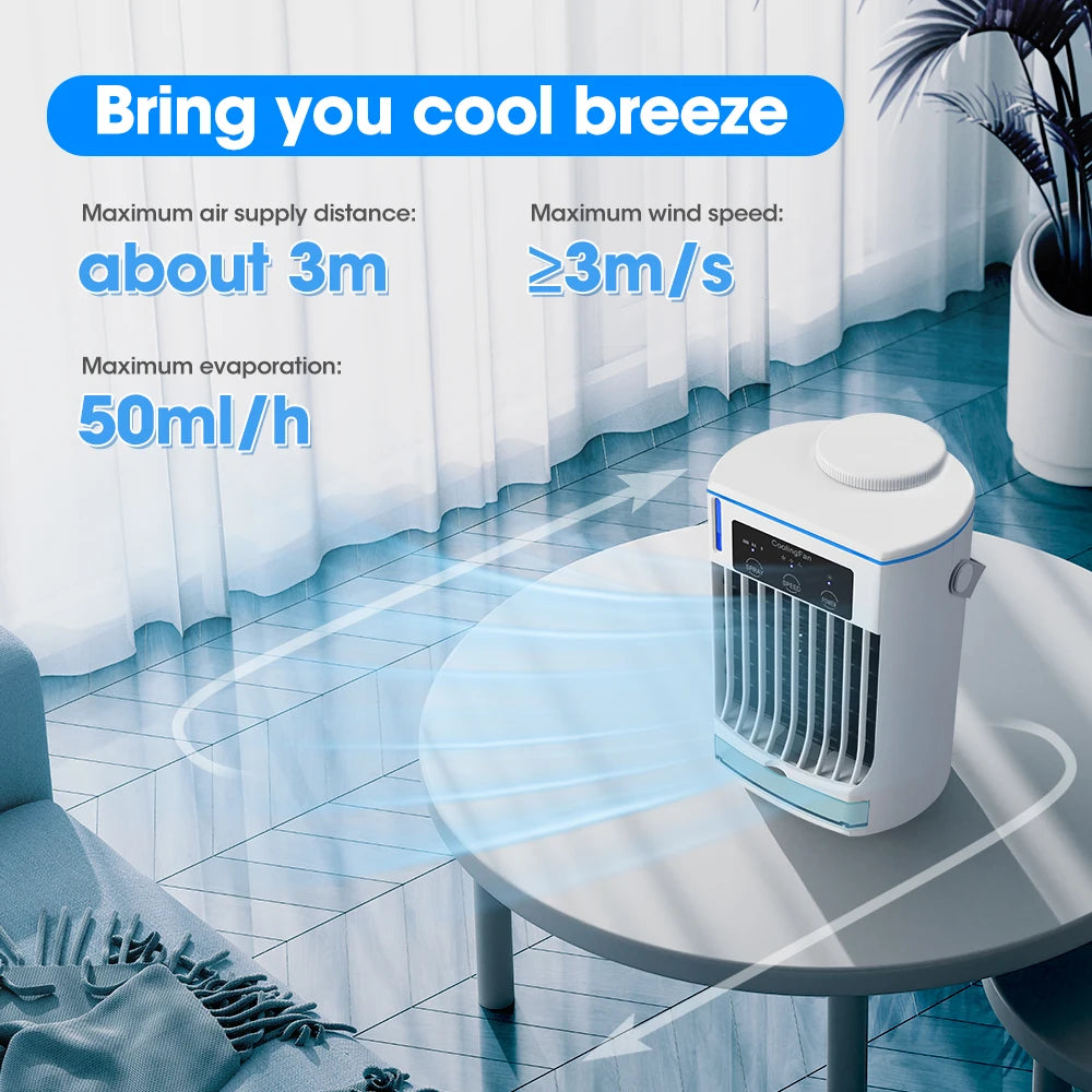 Portable Rechargeable Air Conditioner and Humidifier for Small Spaces - Ideal for Home and Office Use