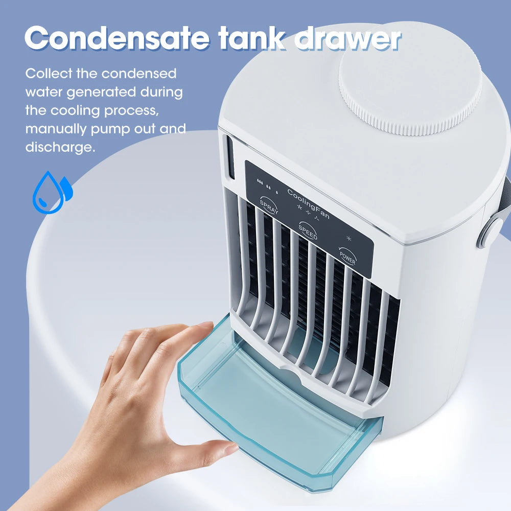 Portable Rechargeable Air Conditioner and Humidifier for Small Spaces - Ideal for Home and Office Use