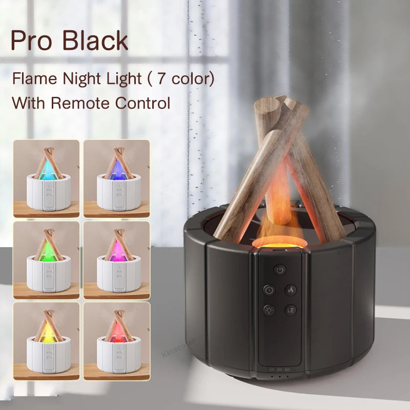 KINSCOTER Ultrasonic Aroma Diffuser with Simulated Flame and LED Lighting - Bonfire-Style Humidifier and Essential Oil Vaporizer