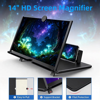 16-Inch Foldable Black Phone Screen Magnifier - Enhance Your Viewing Experience for Movies and Gaming