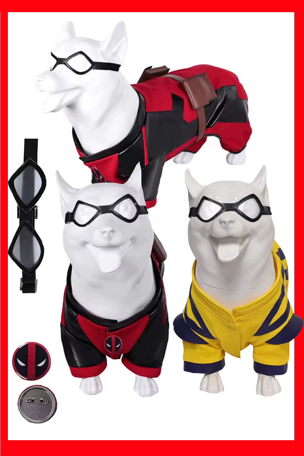 Dog Pool Costume for Halloween - Red Outfit with Goggles for Small and Large Dogs