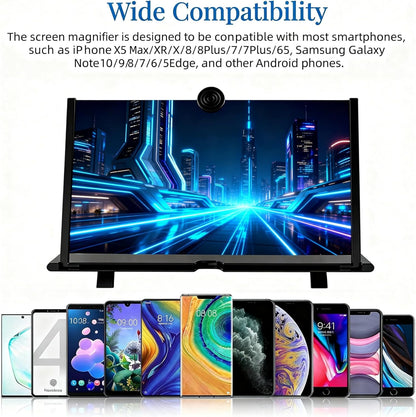 16-Inch Foldable Black Phone Screen Magnifier - Enhance Your Viewing Experience for Movies and Gaming