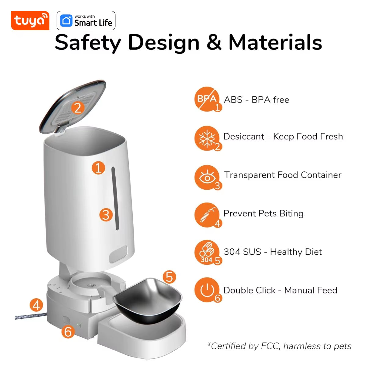 Automatic WiFi Cat Feeder for Two Cats, 4L Food Dispenser with App Control, Dual Stainless Steel Bowls, and Low Food Alerts