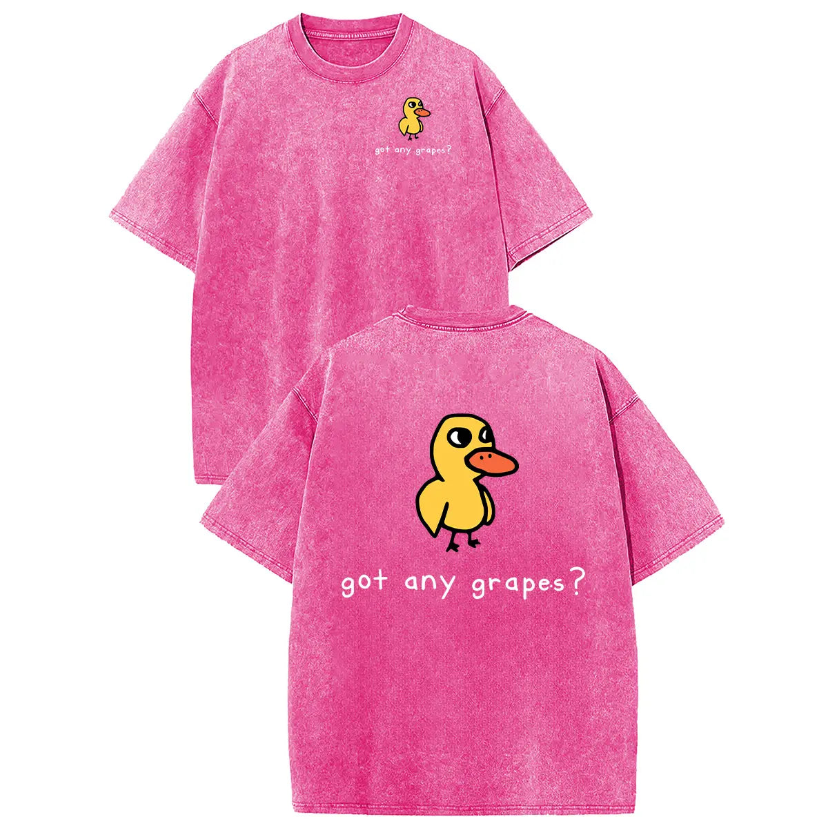Holafish Women'S Retro Vintage Short-Sleeve Cotton T-Shirt - round Neck, Breathable Heavy Washed Eat Grapes Duck Graphic, Unisex Casual Loose-Fit Streetwear Top