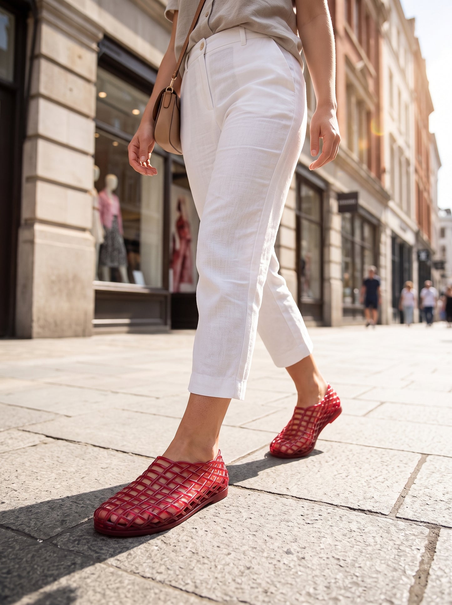 Women's Summer Fashion Mesh Jelly Sandals, European Style Hollow Out Flat Footwear for Beach Vacations