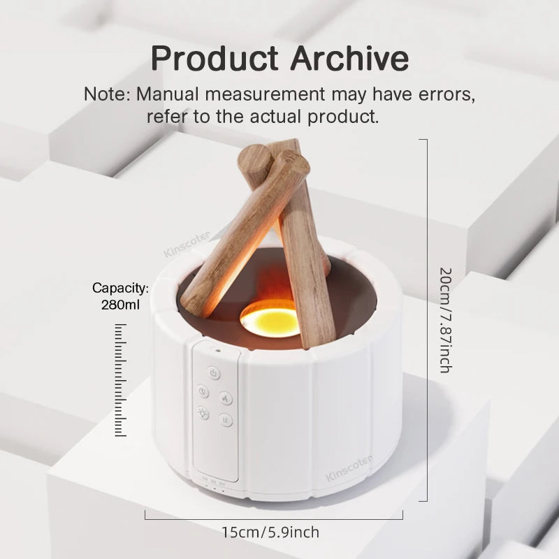 KINSCOTER Ultrasonic Aroma Diffuser with Simulated Flame and LED Lighting - Bonfire-Style Humidifier and Essential Oil Vaporizer