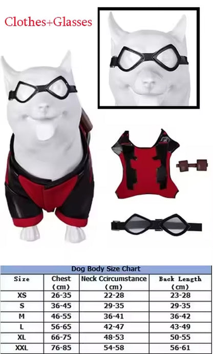 Dog Pool Costume for Halloween - Red Outfit with Goggles for Small and Large Dogs