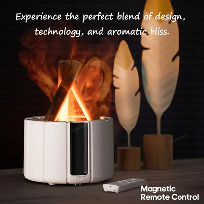 KINSCOTER Ultrasonic Aroma Diffuser with Simulated Flame and LED Lighting - Bonfire-Style Humidifier and Essential Oil Vaporizer