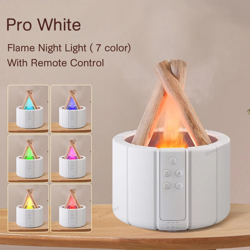 KINSCOTER Ultrasonic Aroma Diffuser with Simulated Flame and LED Lighting - Bonfire-Style Humidifier and Essential Oil Vaporizer