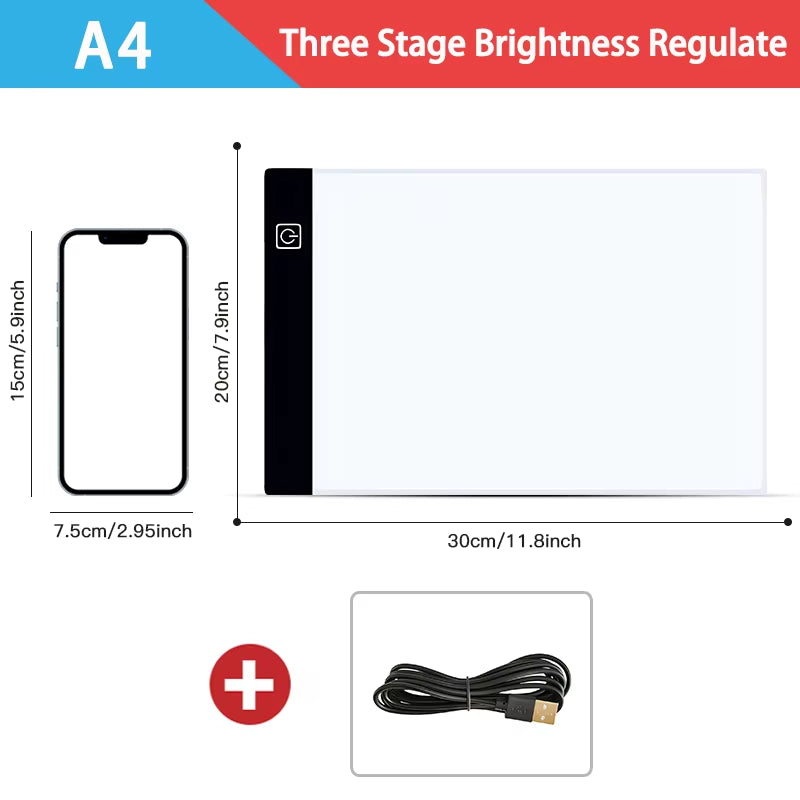 A4 LED Drawing Copy Board - Dimmable Sketching and Painting Light Pad for Kids