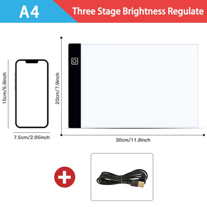 A4 LED Drawing Copy Board - Dimmable Sketching and Painting Light Pad for Kids