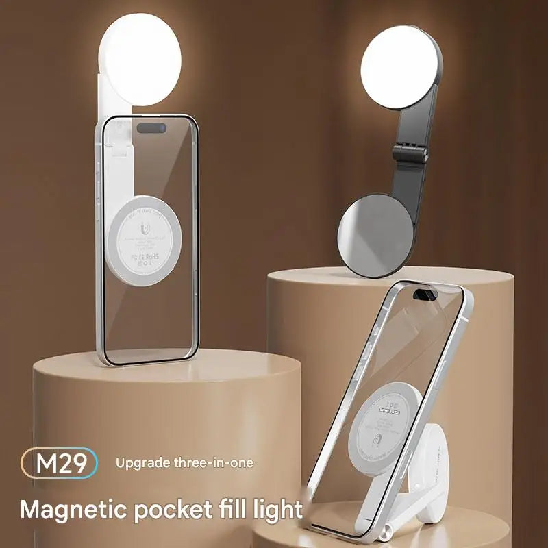 3-in-1 Magnetic Portable Selfie Ring Light Stand with Adjustable Lighting for Phone and Makeup Applications