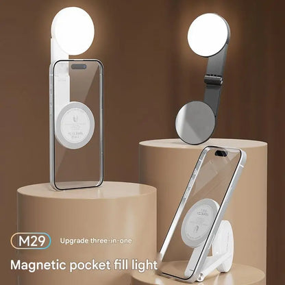 3-in-1 Magnetic Portable Selfie Ring Light Stand with Adjustable Lighting for Phone and Makeup Applications