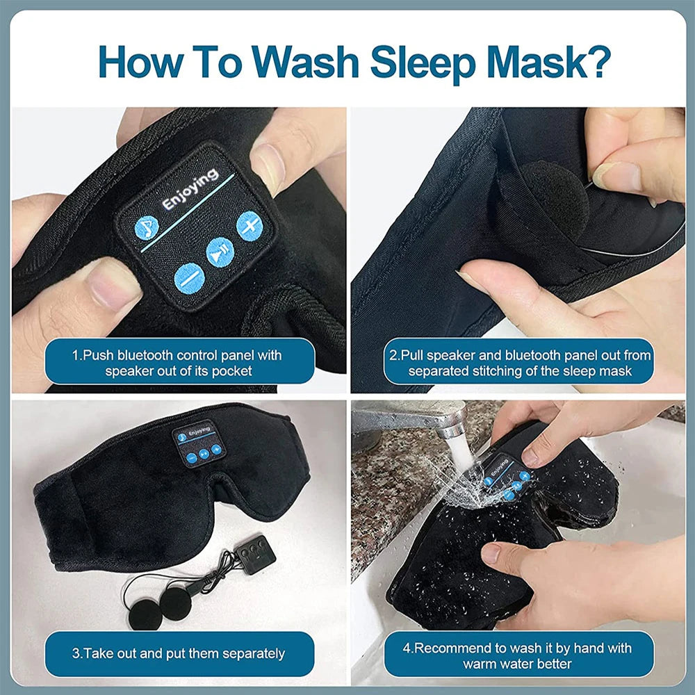 Bluetooth Sleep Mask with 3D Eye Design and Built-In HD Speakers for Music Playback