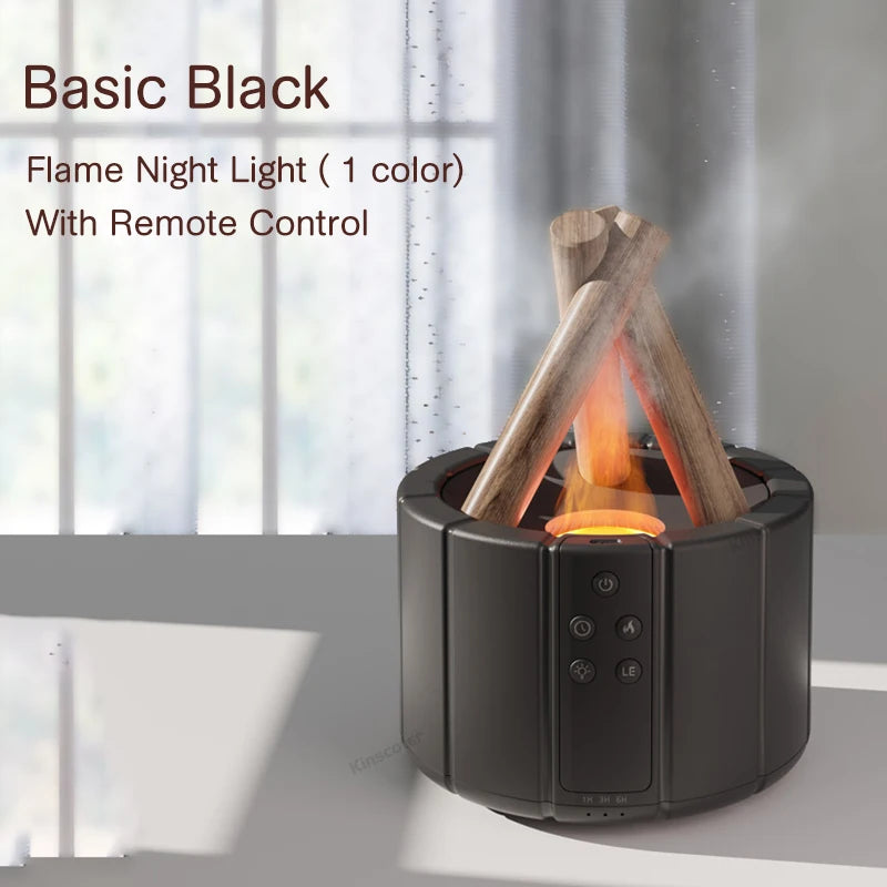 KINSCOTER Ultrasonic Aroma Diffuser with Simulated Flame and LED Lighting - Bonfire-Style Humidifier and Essential Oil Vaporizer