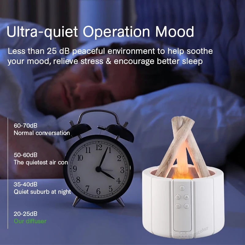 KINSCOTER Ultrasonic Aroma Diffuser with Simulated Flame and LED Lighting - Bonfire-Style Humidifier and Essential Oil Vaporizer